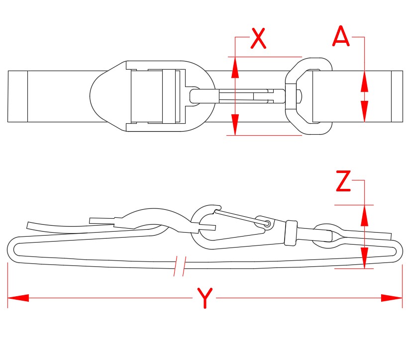 Strap Kit with Star Adjuster and Swivel Clip, 48